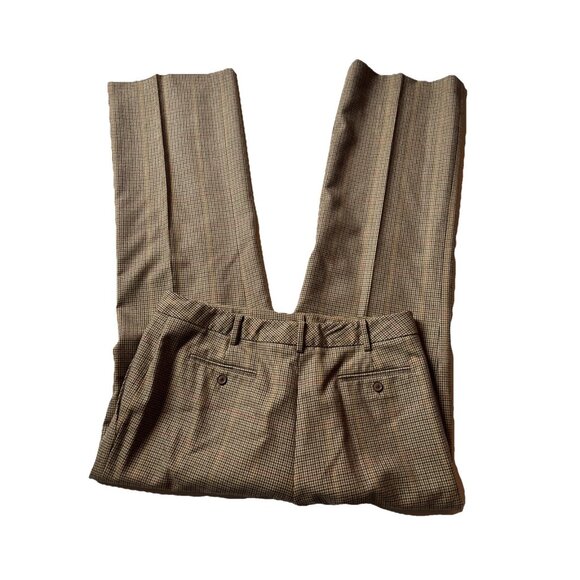 346 Brooks Brothers Ladies Tan Plaid Wool Lined Dress Pants Size 10 - Picture 5 of 6